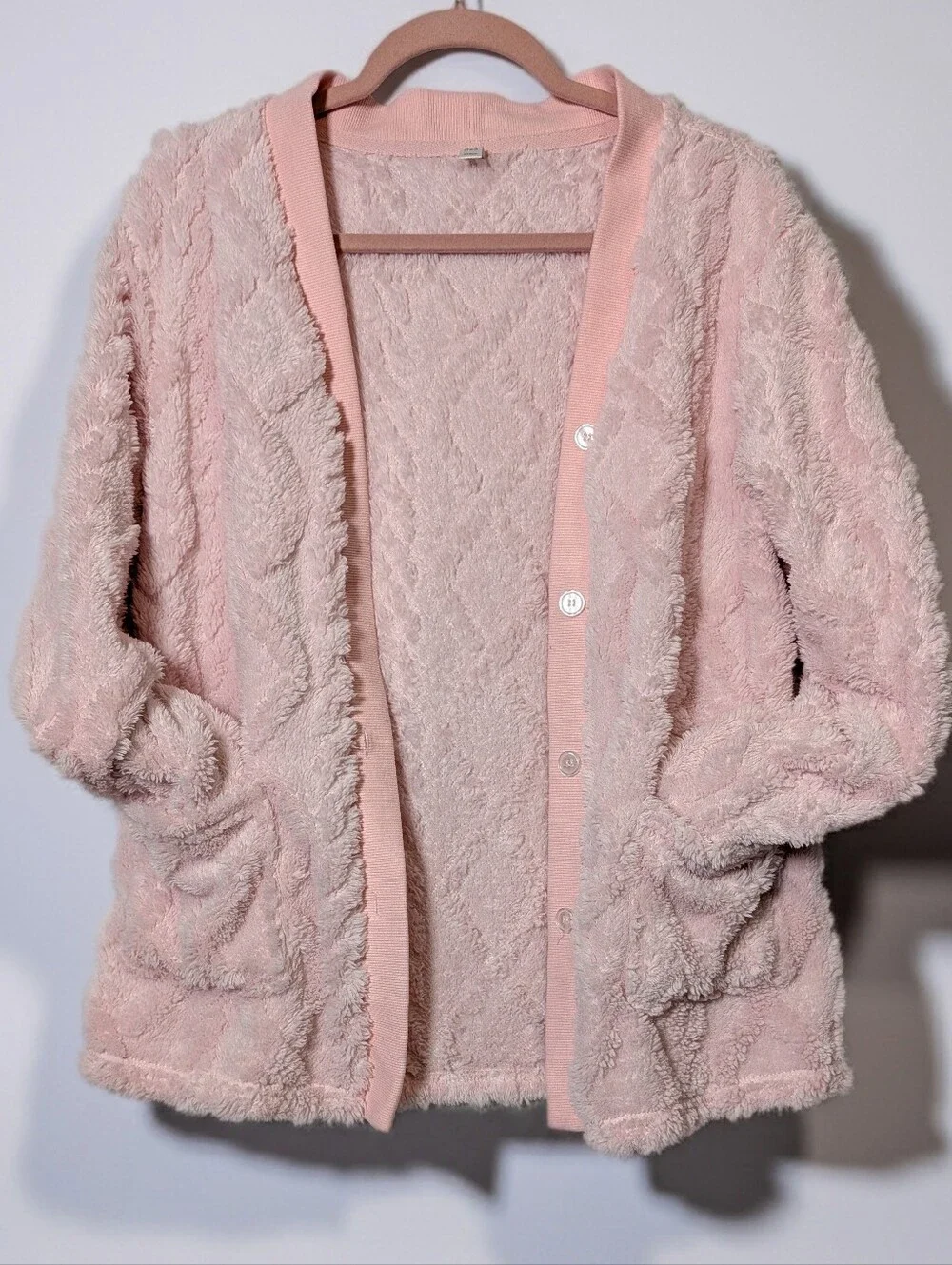 Pink Plush Cable Knit Pajama Lounge Set Size Medium